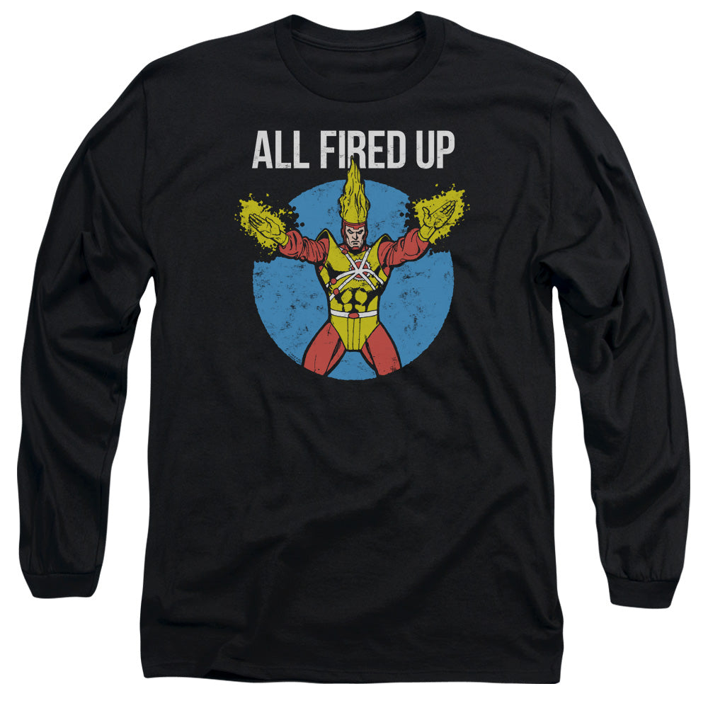 Justice League Firestorms Party Mens Long Sleeve Shirt Black Officially Licensed