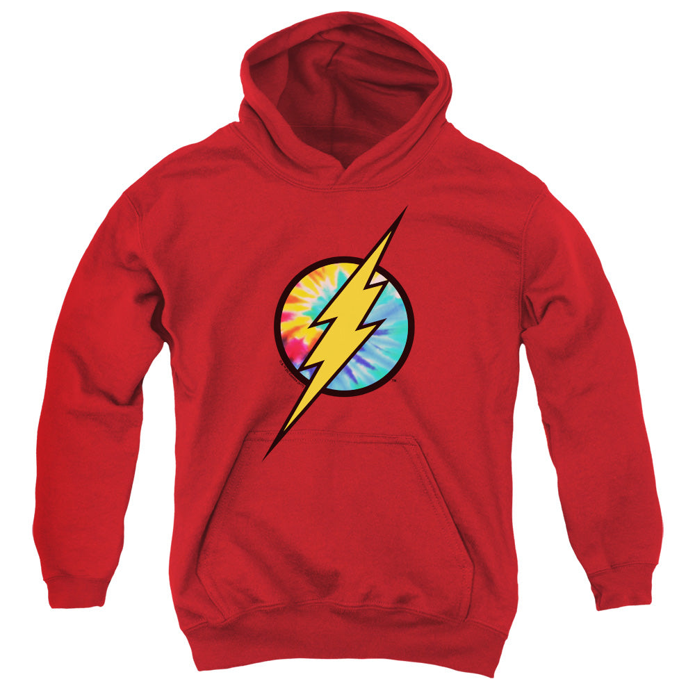 Dc Flash Tie Dye Flash Logo Kids Youth Hoodie Red Officially Licensed