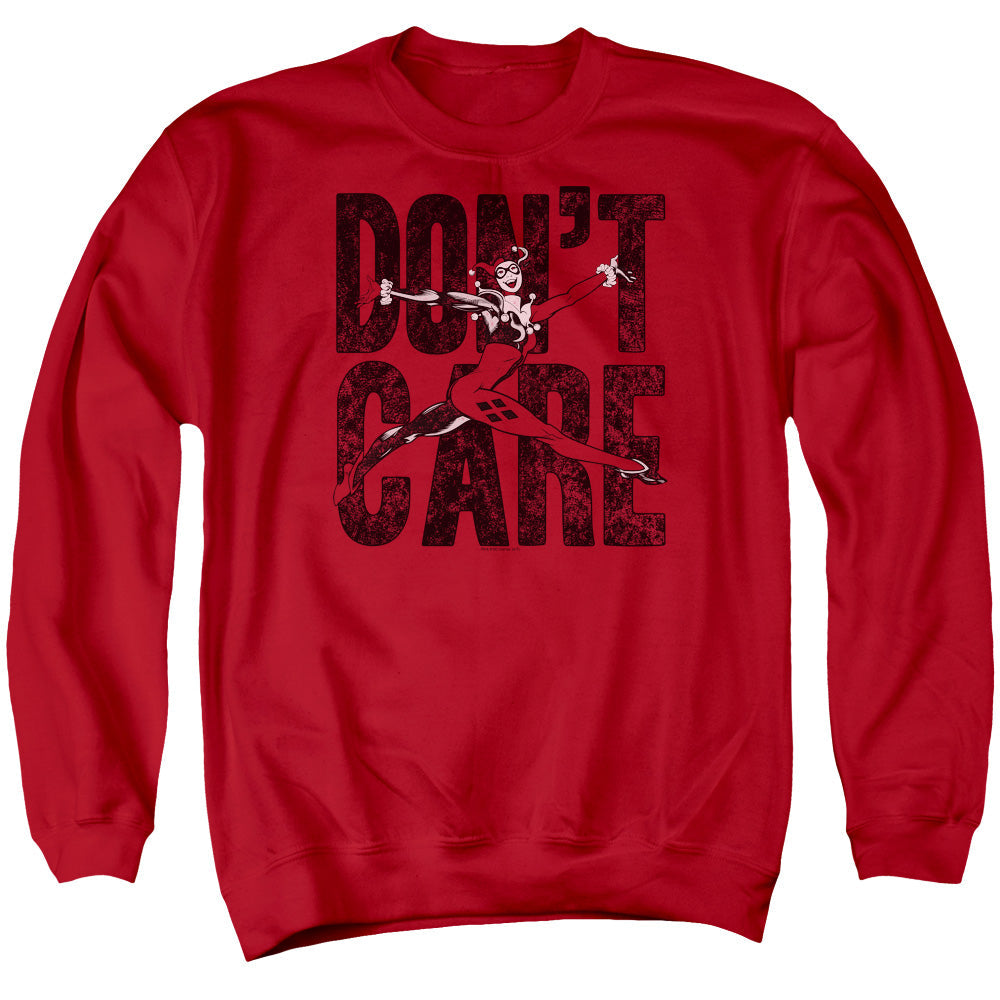 Justice League Don’t Care Mens Crewneck Sweatshirt Red Officially Licensed