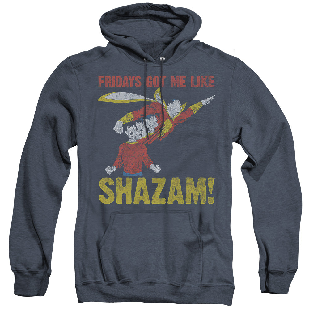 Justice League Fridays Got Me Like Heather Mens Hoodie Navy Blue Blue Officially Licensed