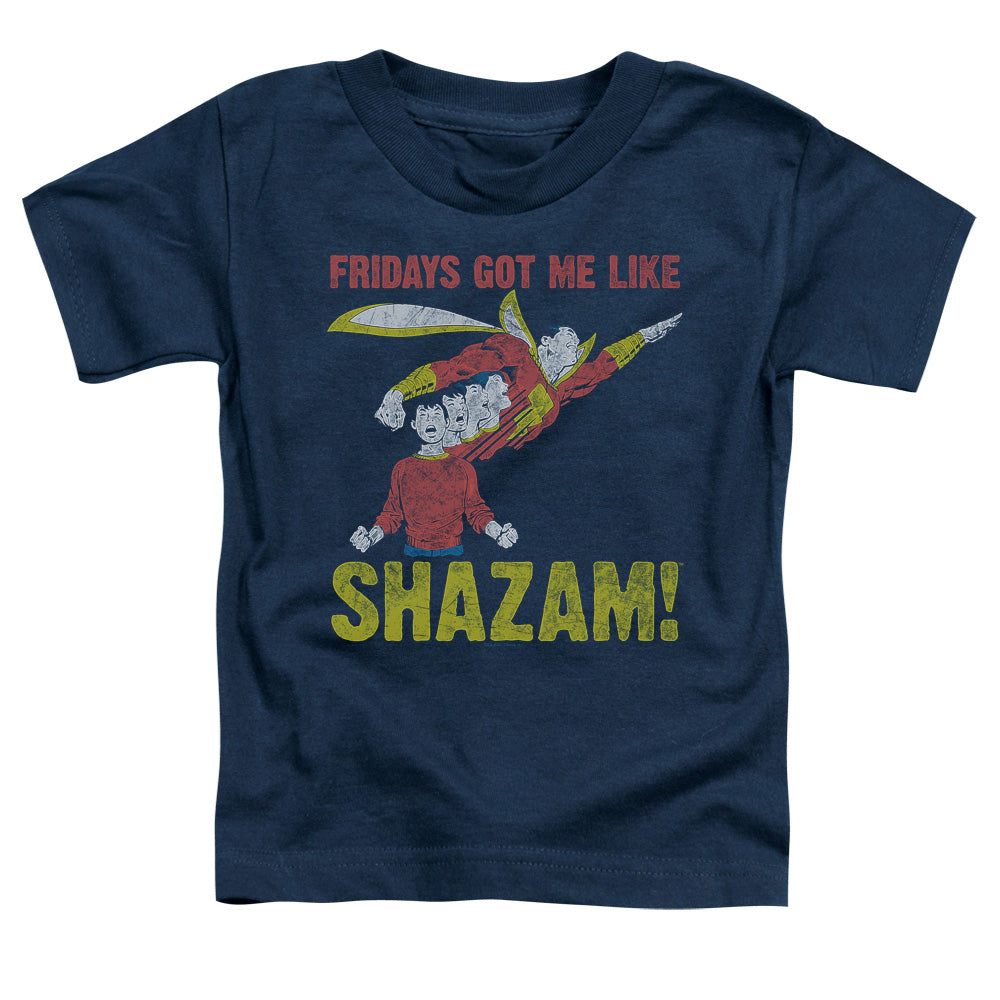 Justice League Fridays Got Me Like Toddler Kids Youth T Shirt Navy Blue Blue Officially Licensed