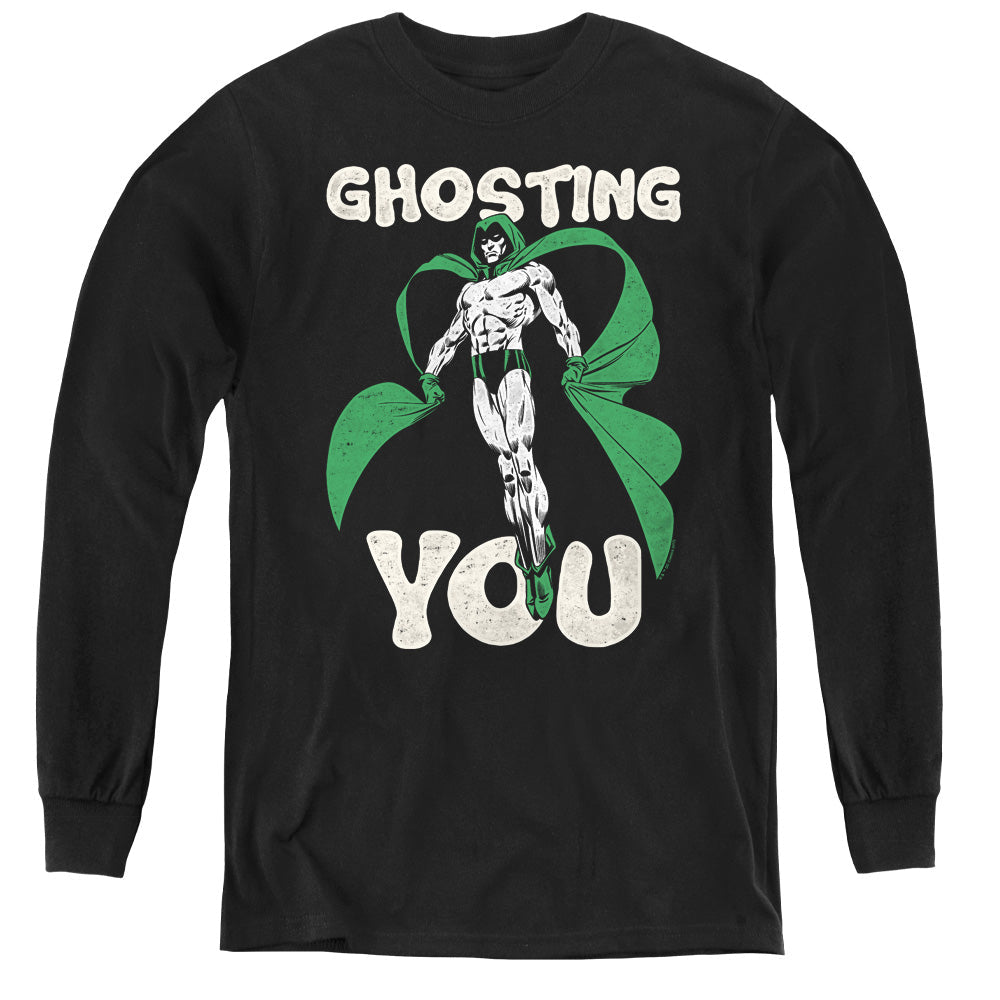 Justice League Ghosting Long Sleeve Kids Youth T Shirt Black Officially Licensed