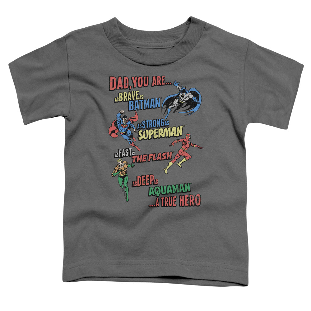 Justice League Dad Hero Toddler Kids Youth T Shirt Charcoal Officially Licensed