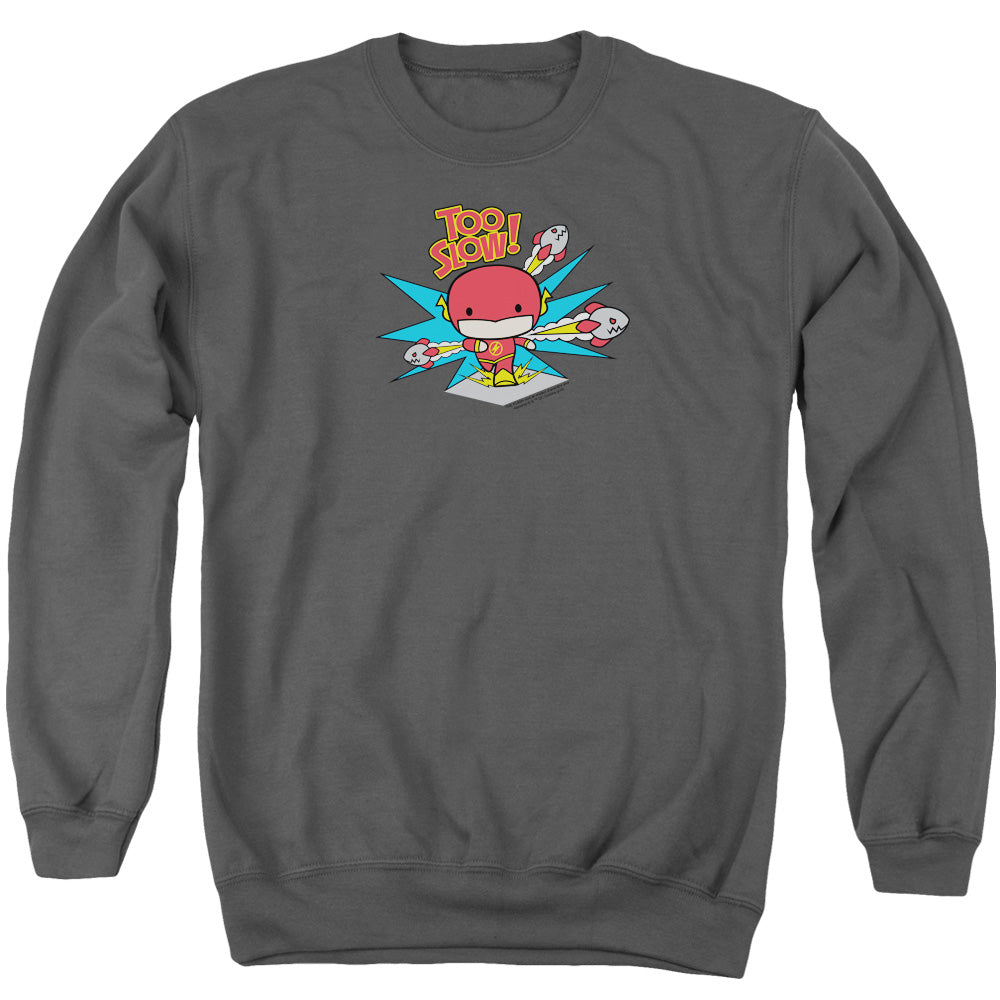 Dc Flash Too Slow Mens Crewneck Sweatshirt Charcoal Officially Licensed