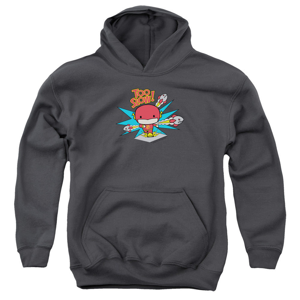 Dc Flash Too Slow Kids Youth Hoodie Charcoal Officially Licensed