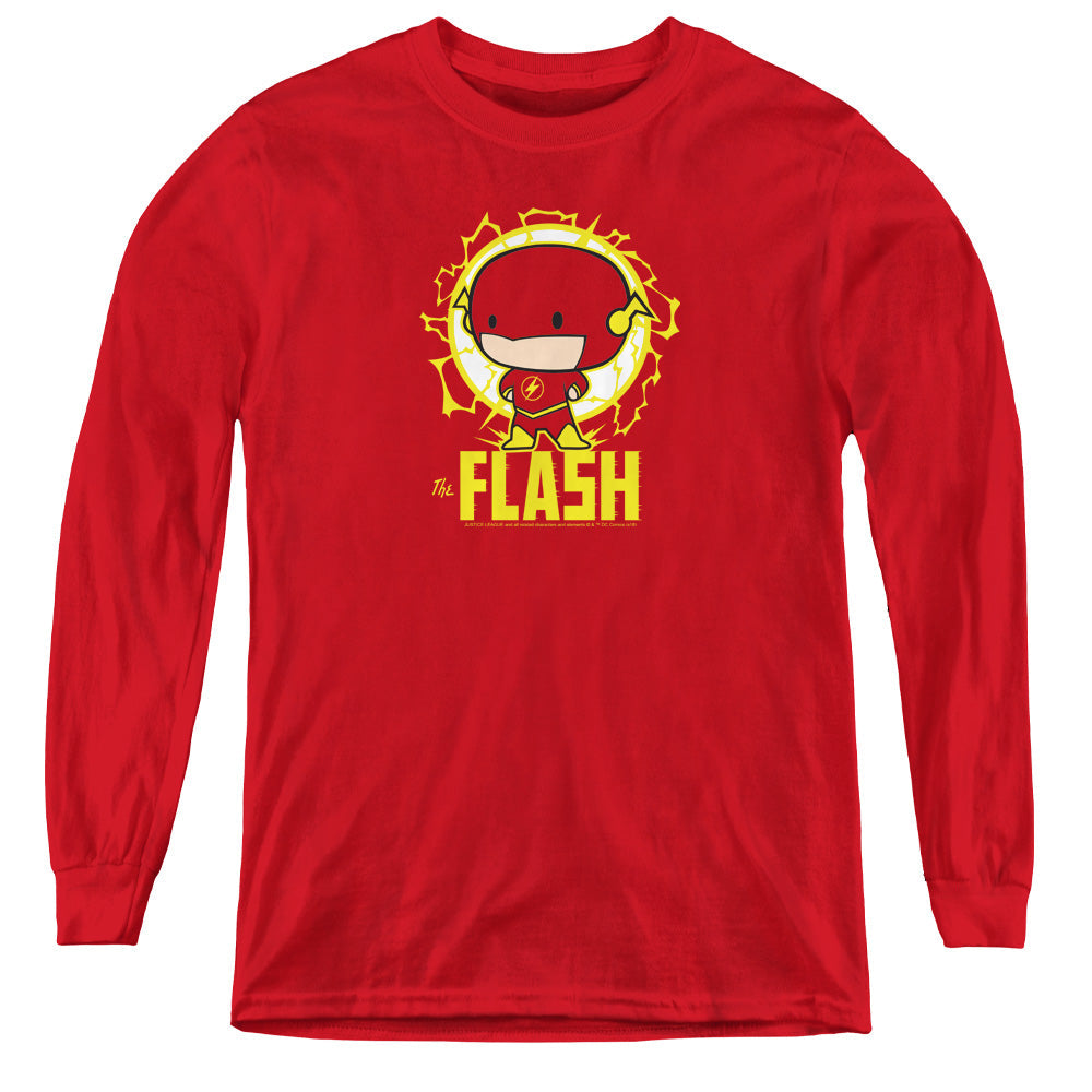 Dc Flash Flash Chibi Long Sleeve Kids Youth T Shirt Red Officially Licensed
