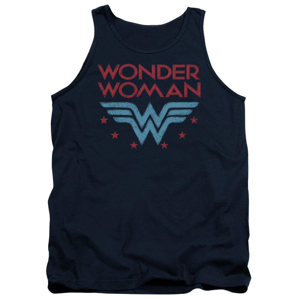 Wonder Woman Wonder Stars Mens Tank Top Shirt Navy Blue Blue Officially Licensed