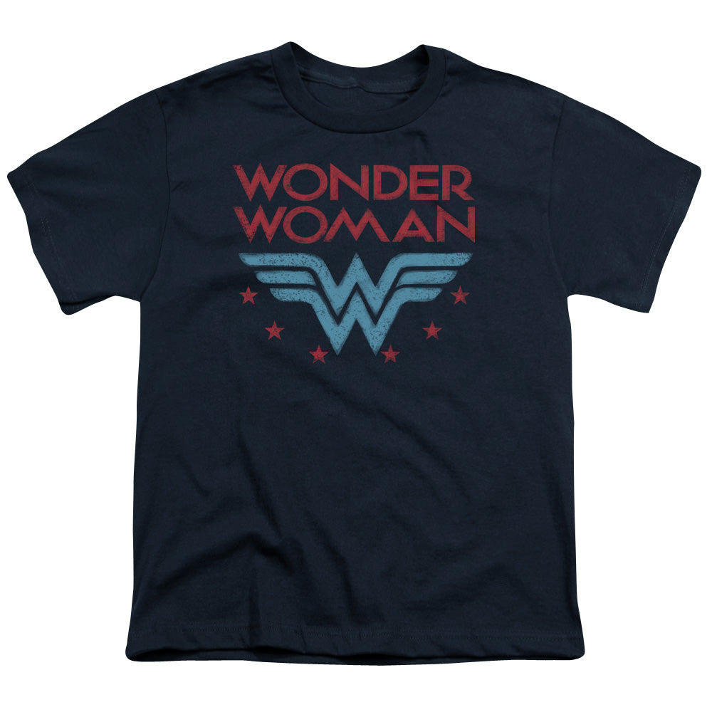 Wonder Woman Wonder Stars Kids Youth T Shirt Navy Blue Blue Officially Licensed