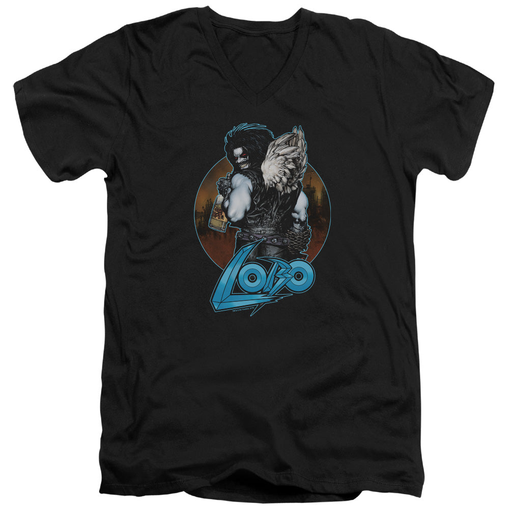 Justice League Gut Rot Mens Slim Fit V-Neck T Shirt Black Officially Licensed