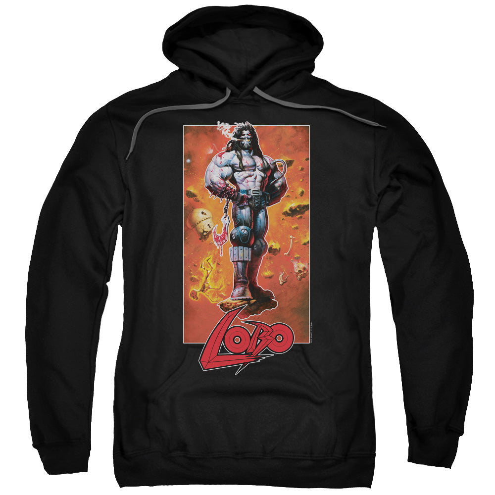 Justice League Lobo Pose Mens Hoodie Black Officially Licensed