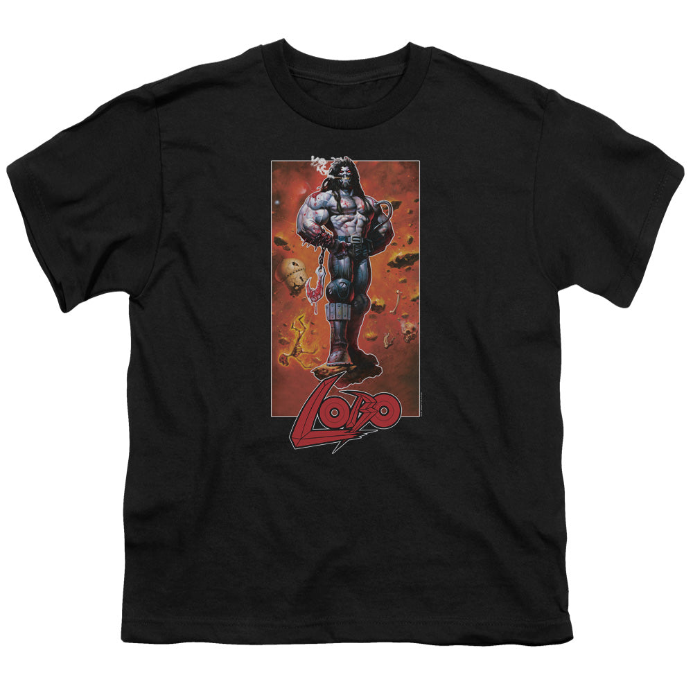 Justice League Lobo Pose Kids Youth T Shirt Black Officially Licensed