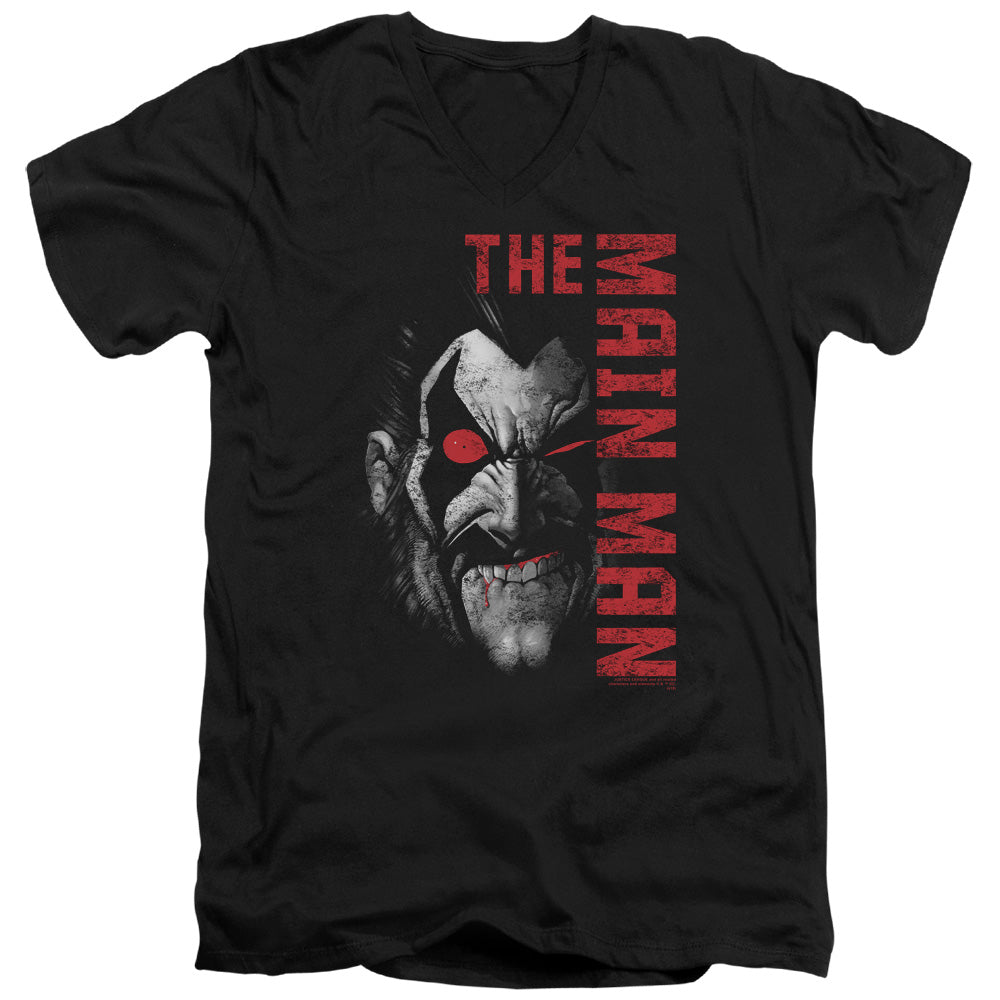 Justice League Main Man Mens Slim Fit V-Neck T Shirt Black Officially Licensed