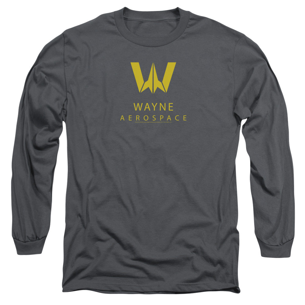 Justice League Wayne Aerospace Mens Long Sleeve Shirt Charcoal Officially Licensed