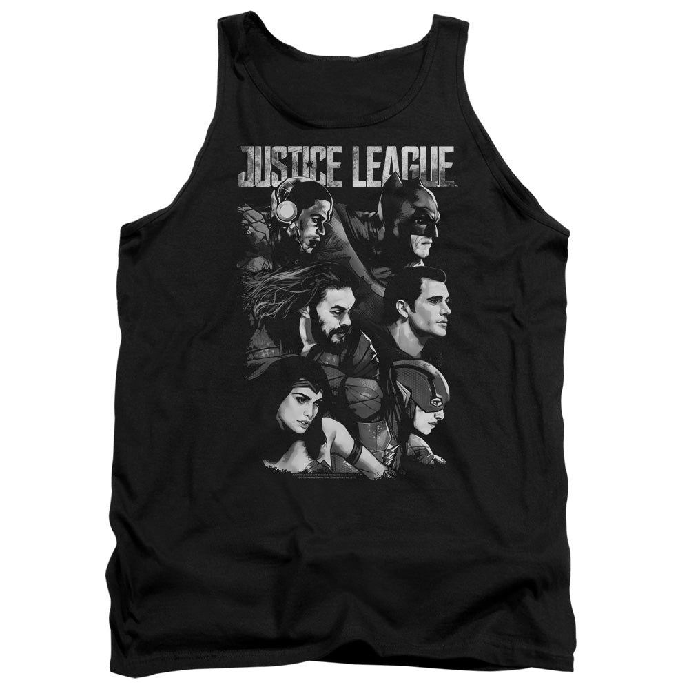 Justice League Movie Pushing Forward Mens Tank Top Shirt Black Officially Licensed
