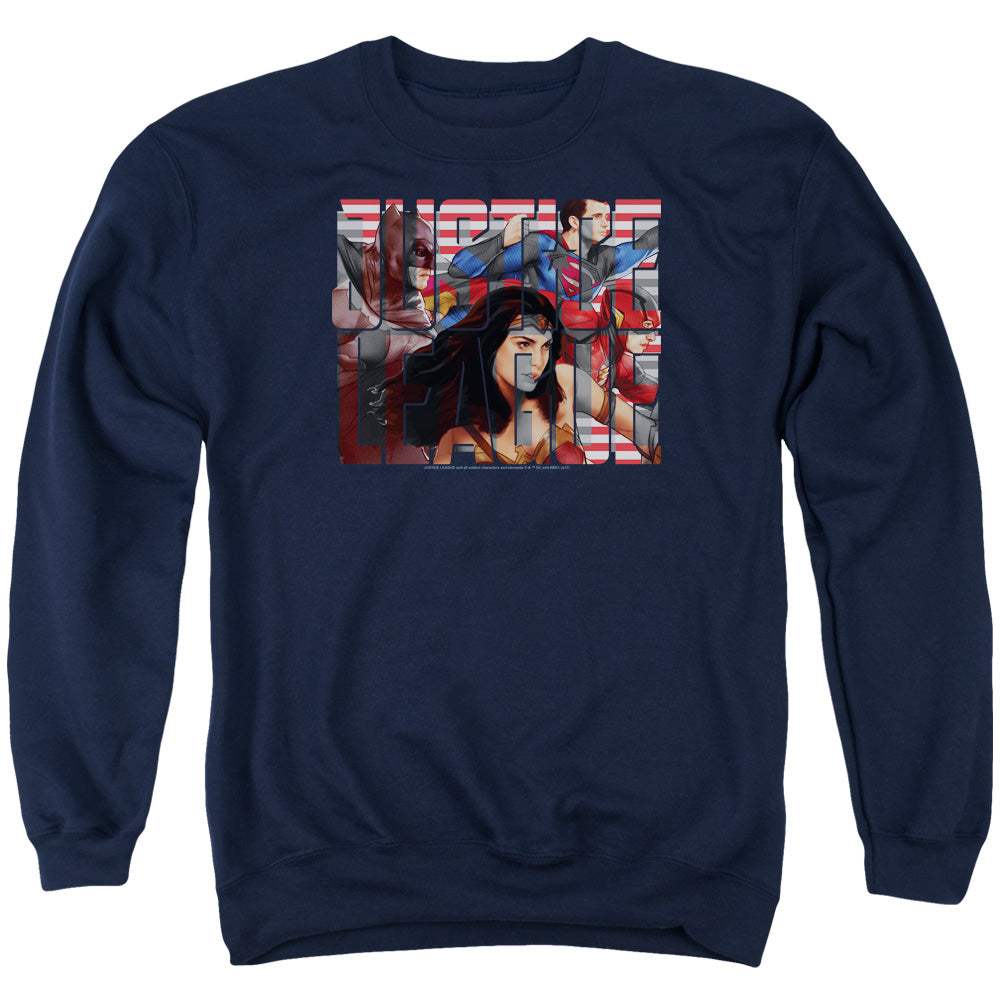 Justice League Movie Rally Mens Crewneck Sweatshirt Navy Officially Licensed