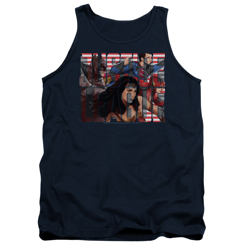 Justice League Movie Rally Mens Tank Top Shirt Navy Officially Licensed