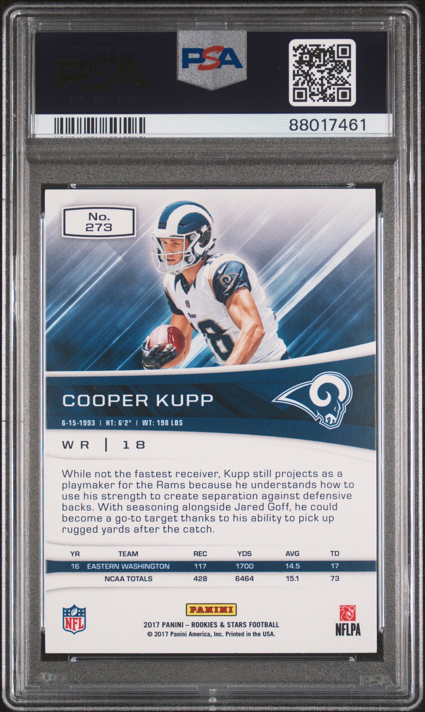 Graded 2017 Panini Rookies & Stars Cooper Kupp #273 Rookie RC Football Card PSA 10 Gem Mint