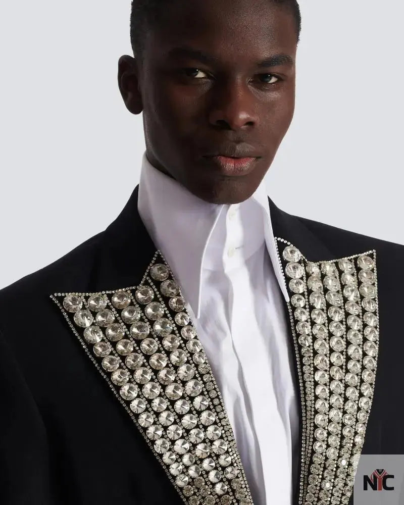 Jacket With Crystal-Embellished Collar