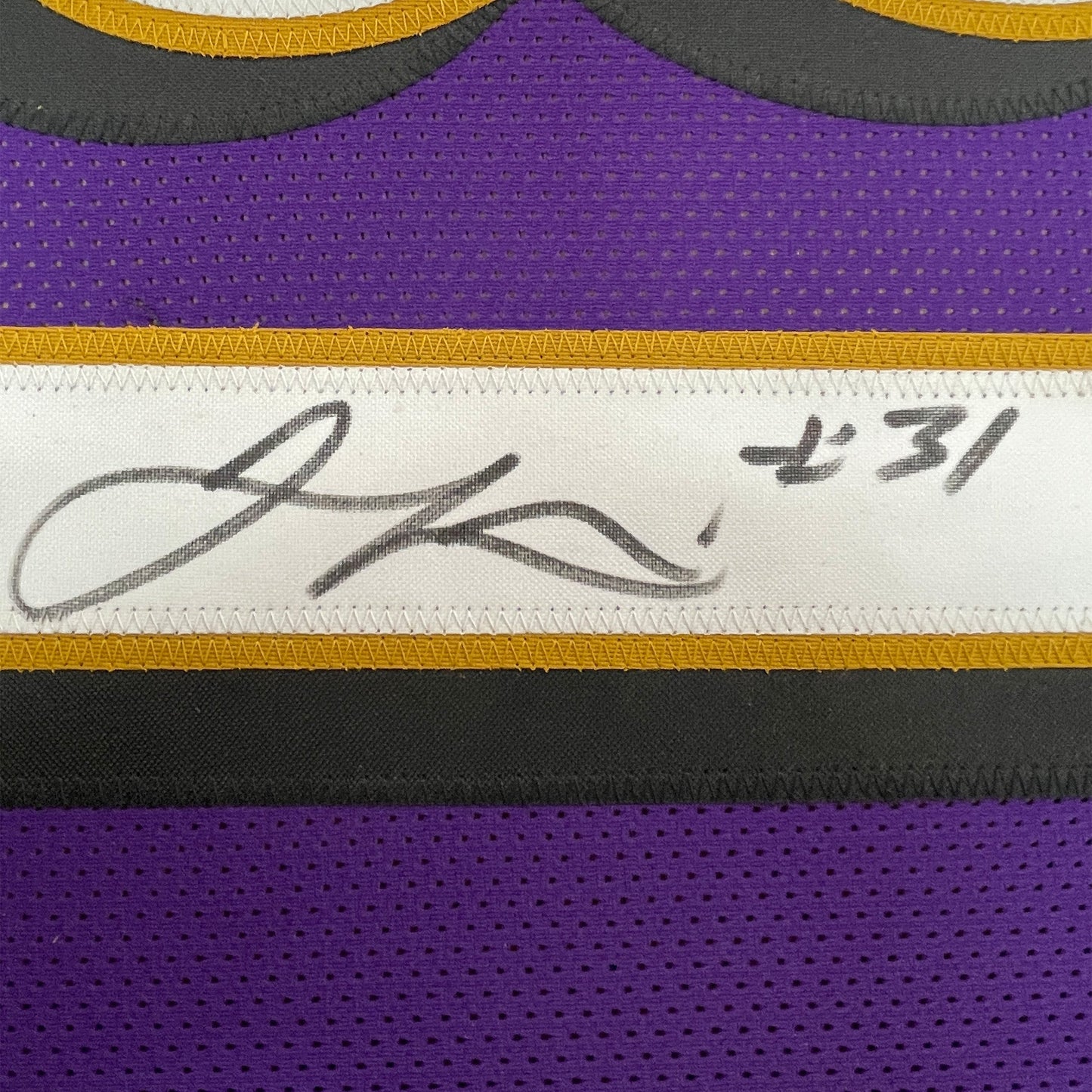Framed Autographed/Signed Jamal Lewis 35x39 Baltimore Purple Football Jersey JSA COA