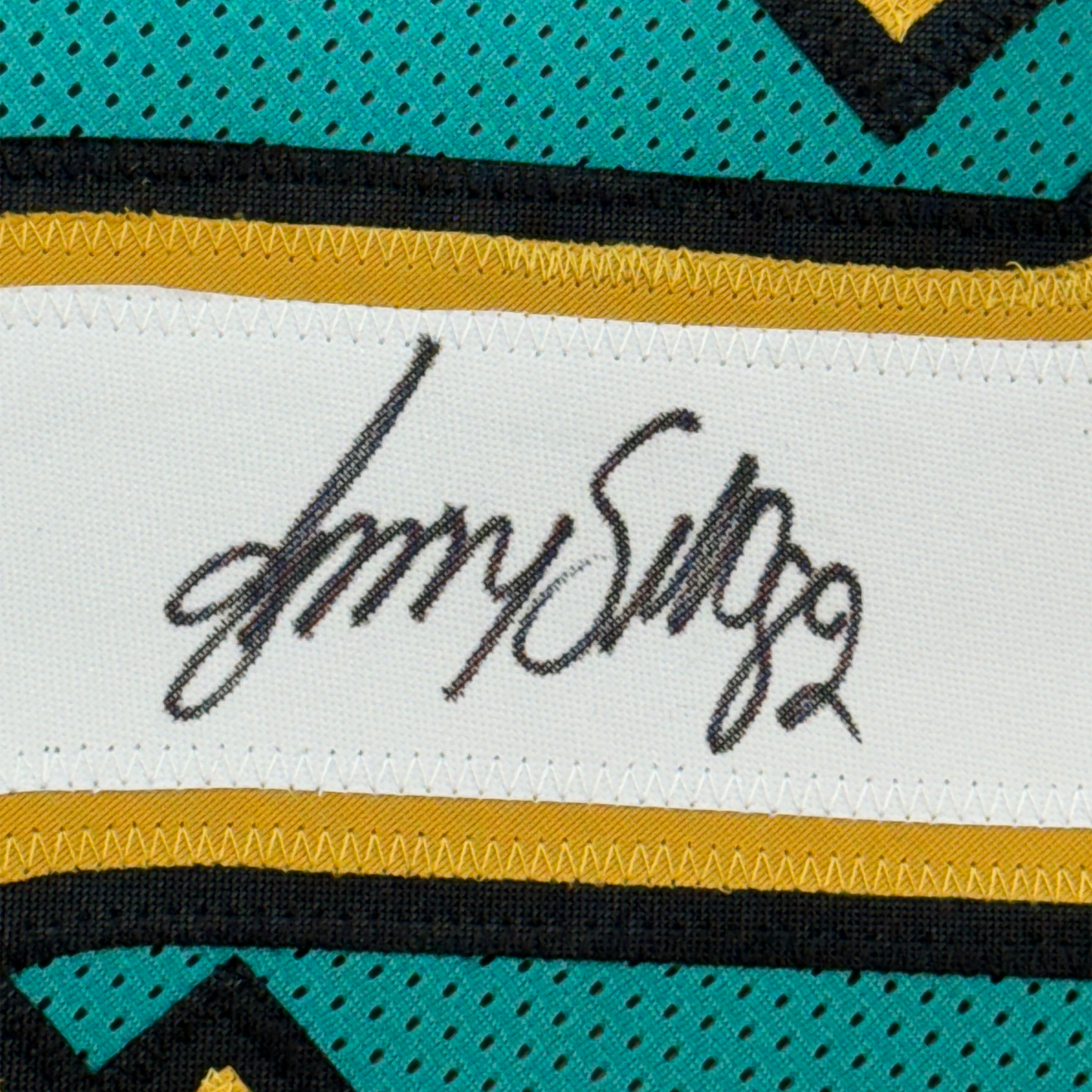 Framed Autographed/Signed Jimmy Smith 35x39 Jacksonville Teal Football Jersey PSA/DNA COA