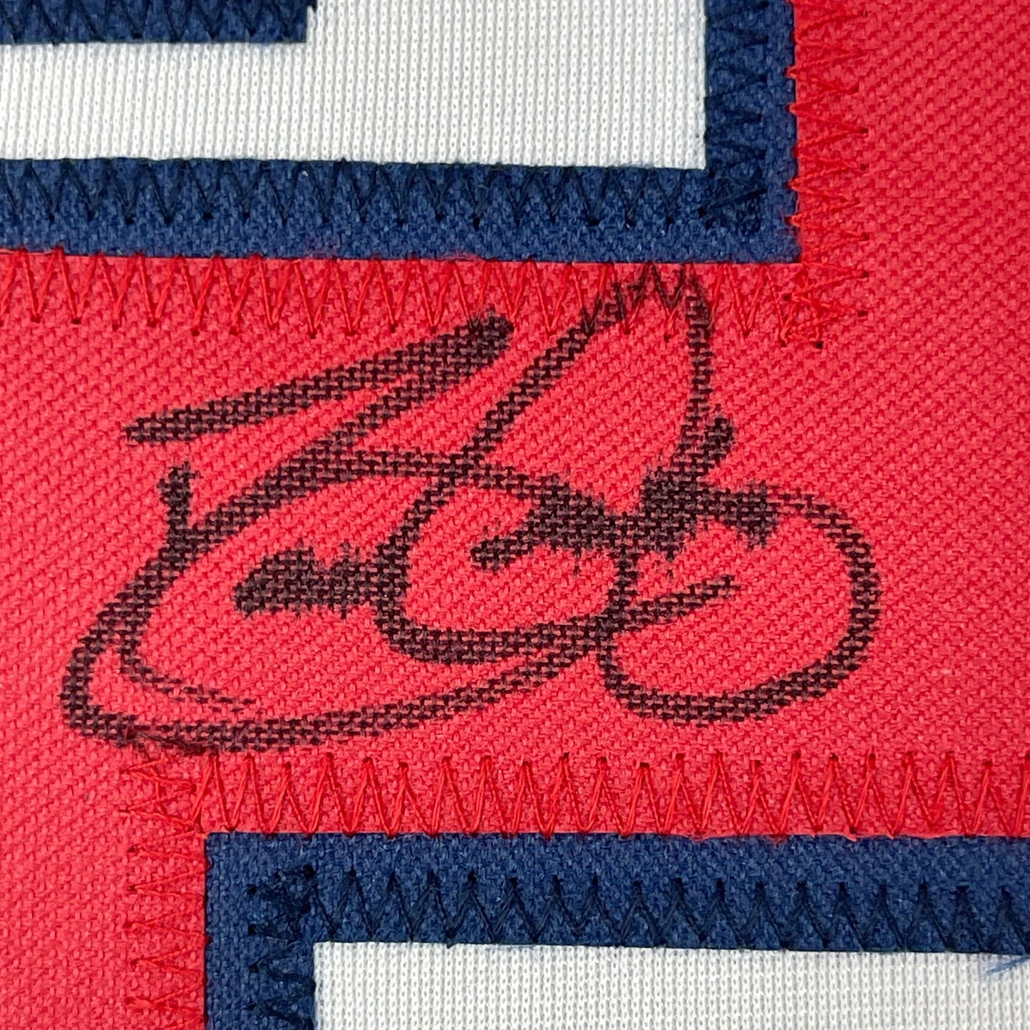 Framed Autographed/Signed David Justice 35x39 Atlanta White Baseball Jersey JSA COA