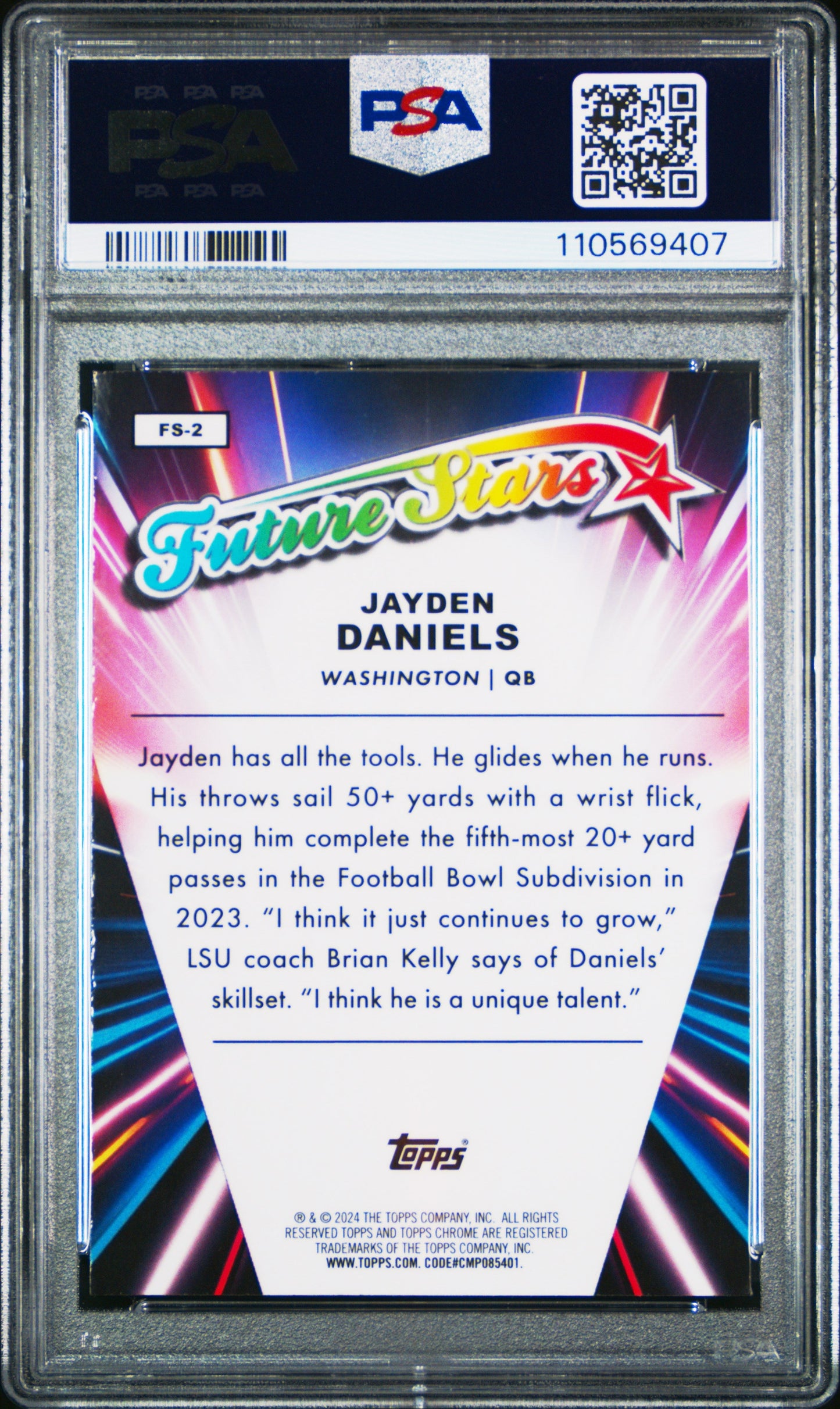 Graded 2024 Topps Chrome Jayden Daniels #FS2 Future Stars Rookie RC Football Card PSA 10 Gem Mint