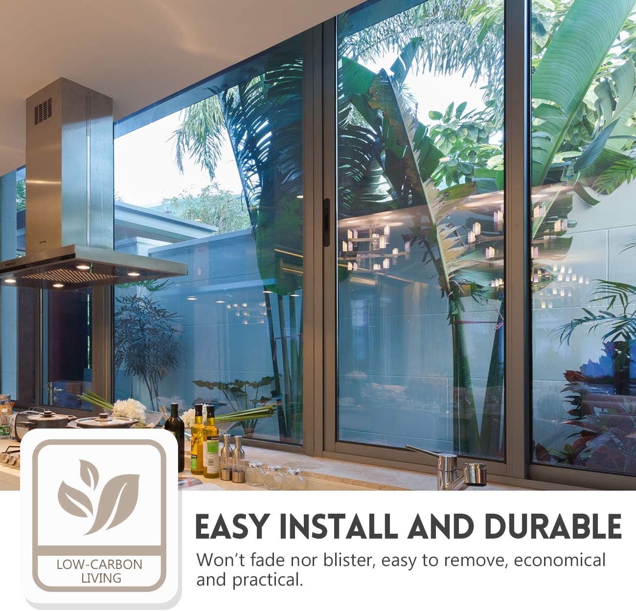 KESPEN Window Film One Way Privacy Heat Control, Black-Silver, 35.4 Inch X 8.2 Feet
