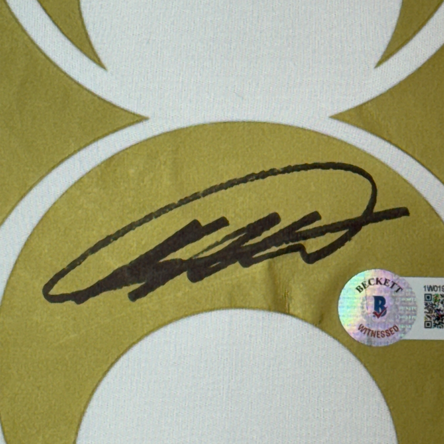 Framed Autographed/Signed Ricardo Kaka 35x39 Real Madrid White/Gold Retro Soccer Futbol Jersey Beckett BAS COA