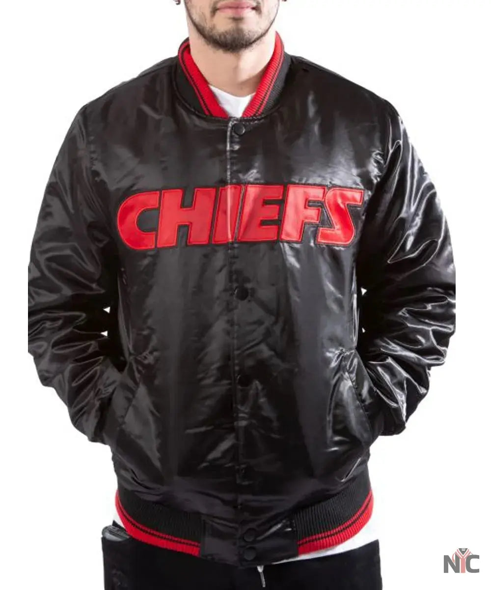 Kansas City Chiefs Black Satin Jacket