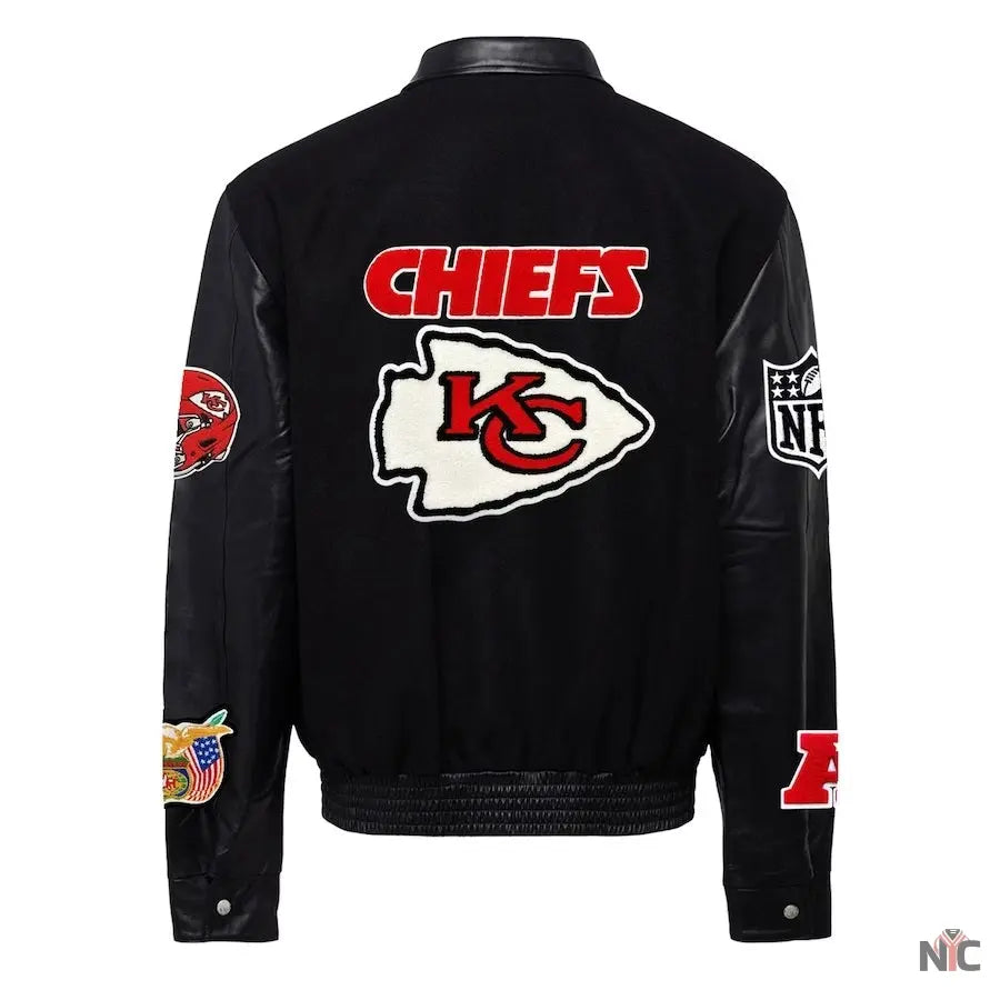 Kansas City Chiefs Jeff Hamilton Black Wool & Leather Varsity Jacket