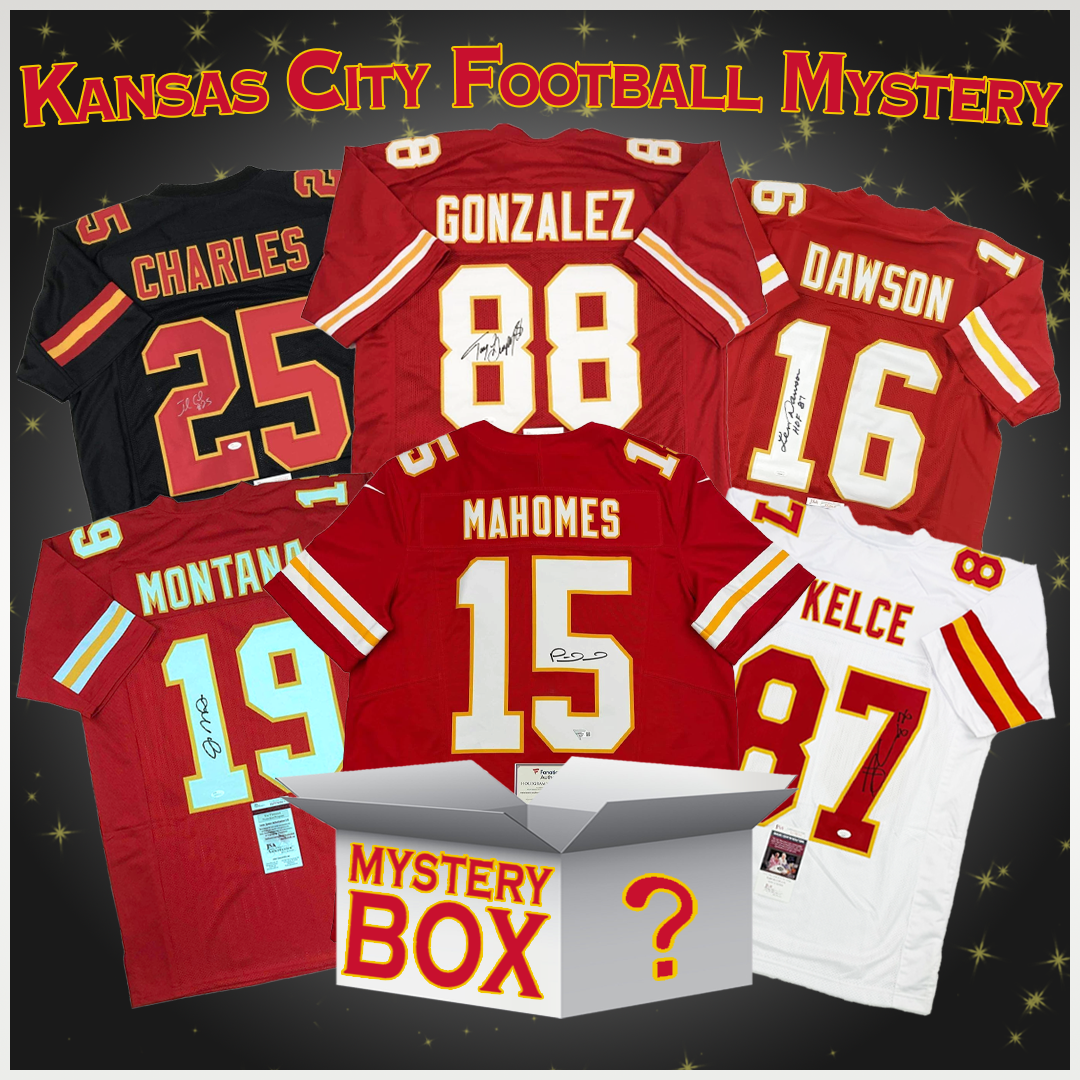 Autographed/Signed Kansas City Football Jersey Mystery Box with PSA JSA or Beckett COA