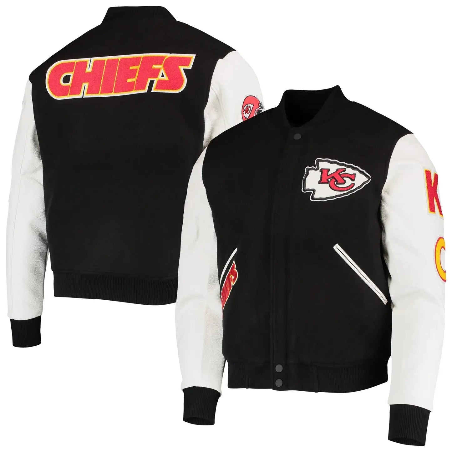 Kansas City Chiefs Black and White Varsity Jacket