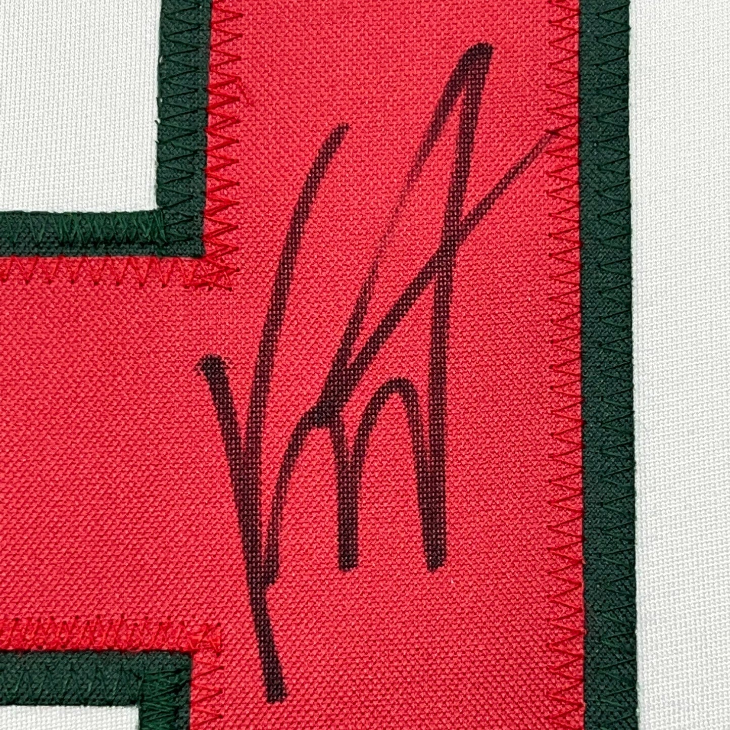 Framed Autographed/Signed Kirill Kaprizov 35x39 Minnesota White Hockey Jersey Beckett BAS COA