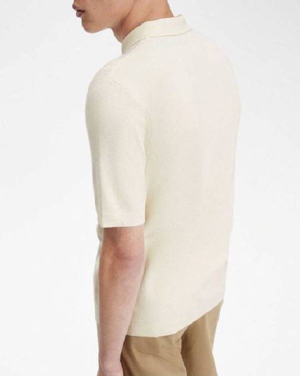 Karen Pirie Karen White Ribbed Polo Top
