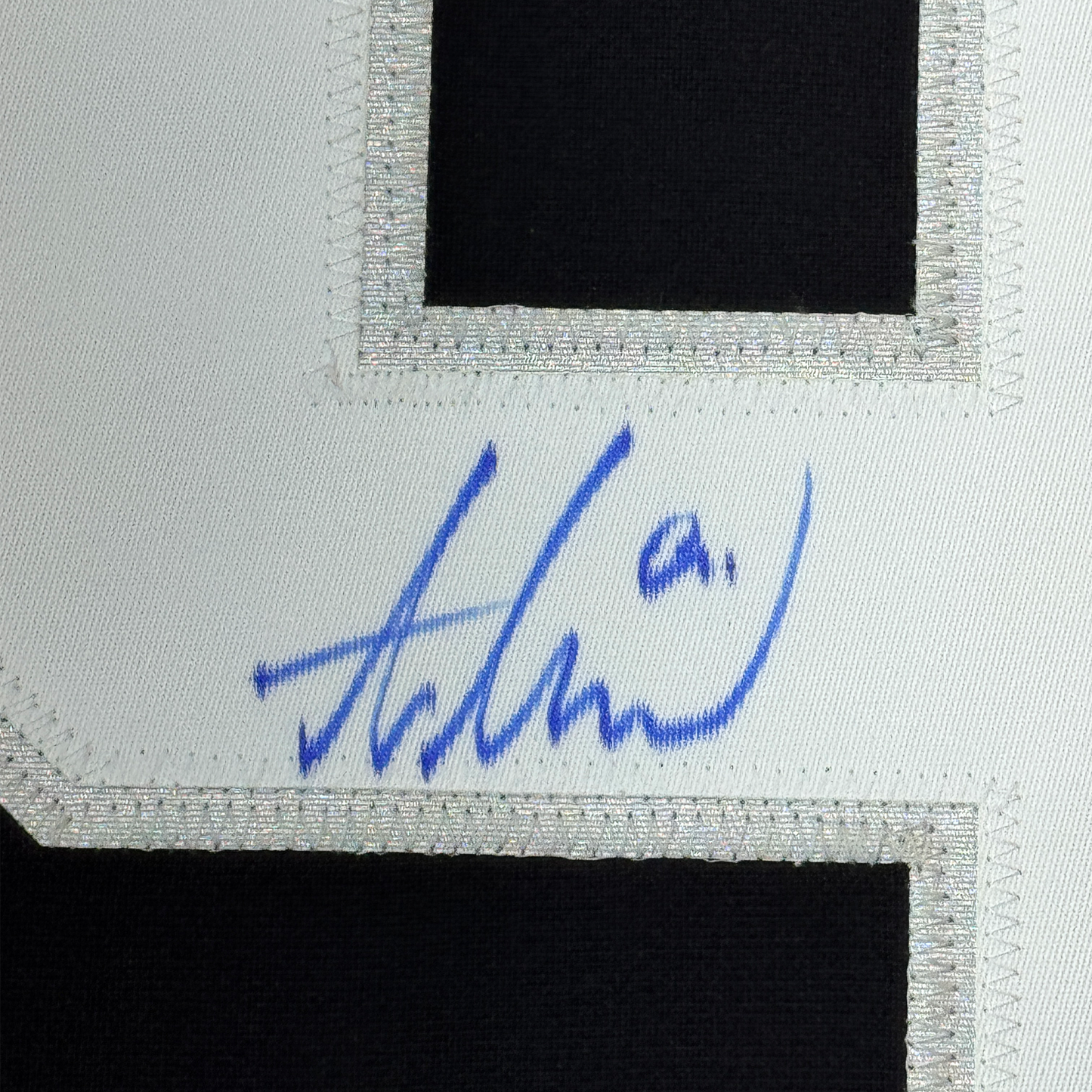 Framed Autographed/Signed Adrian Kempe 35x39 Los Angeles LA Black Hockey Jersey JSA COA