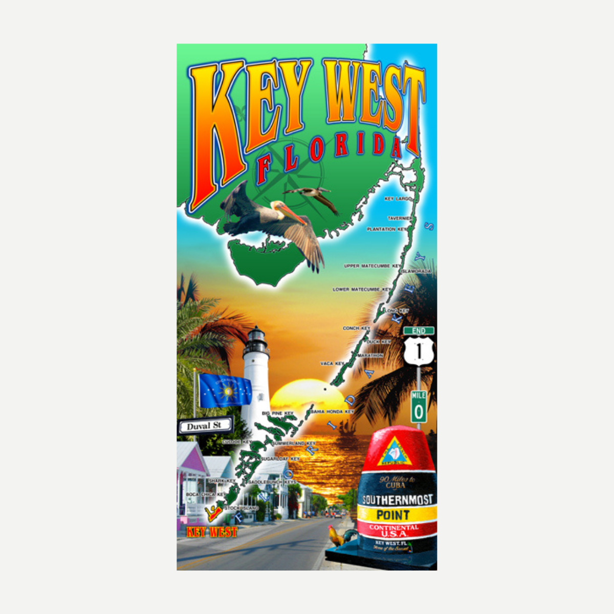 Key West Collage Beach Towel