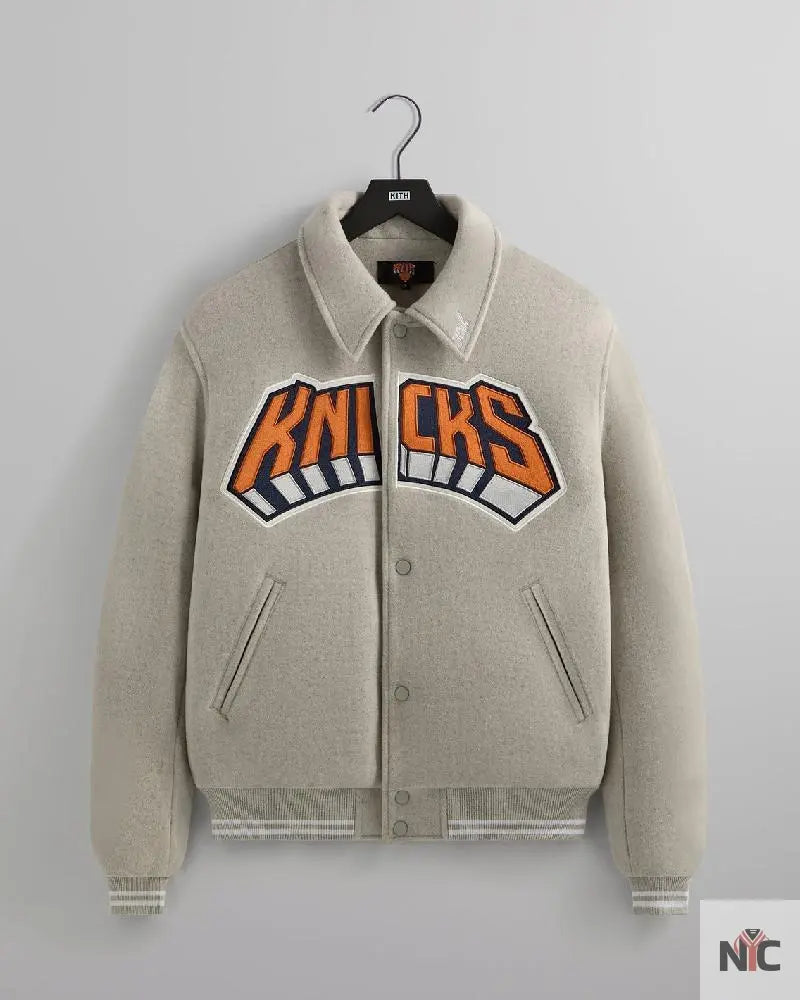 Kith For The New York Knicks Empire Grey Wool Coaches Jacket