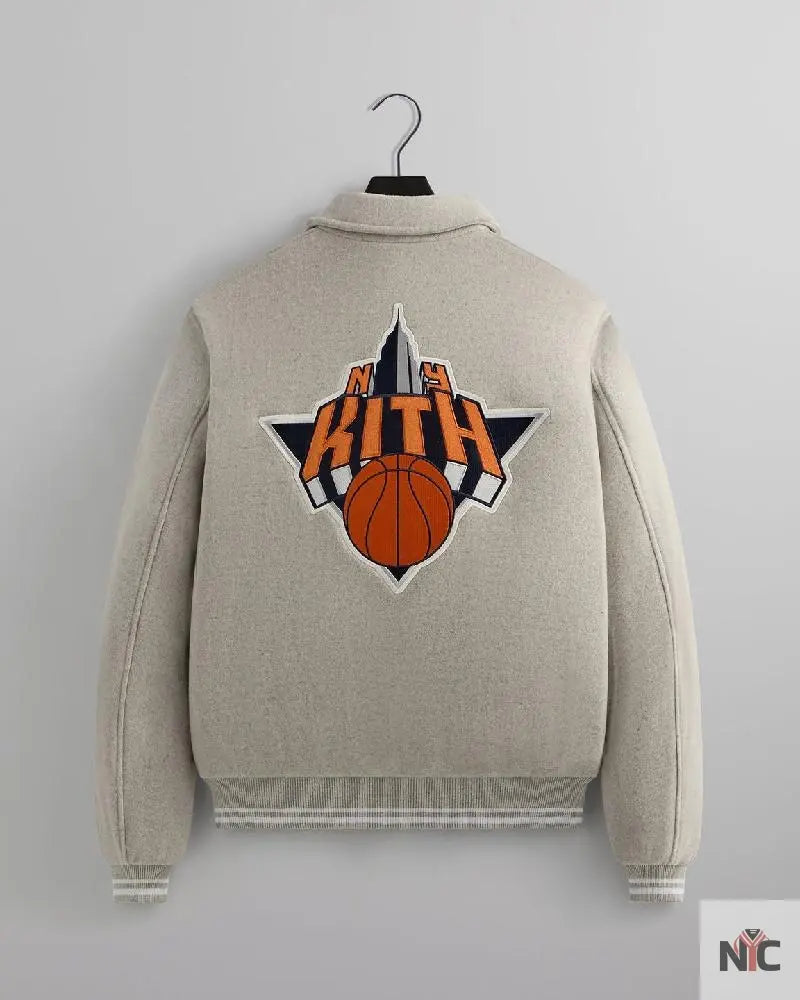 Kith For The New York Knicks Empire Grey Wool Coaches Jacket