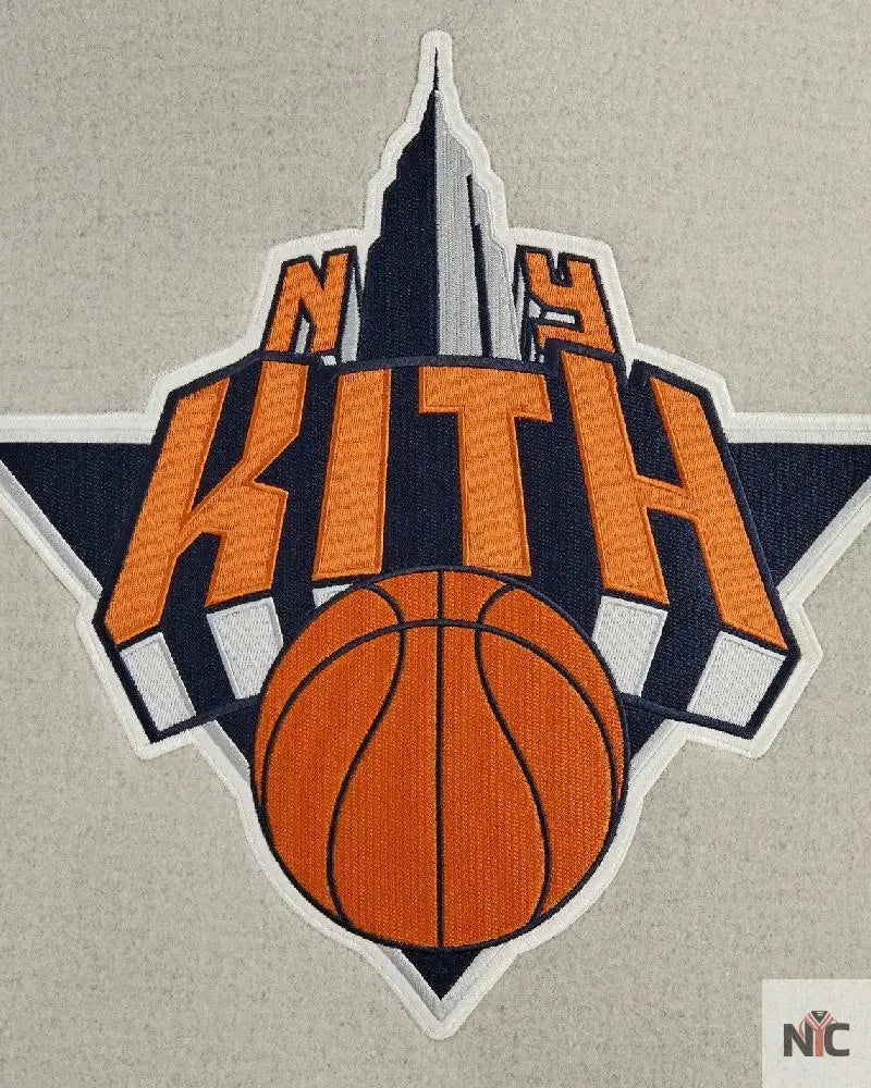 Kith For The New York Knicks Empire Grey Wool Coaches Jacket