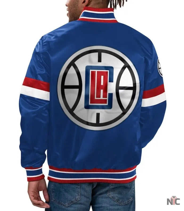 LA Clippers Starter Royal Home Game Satin Varsity Jacket