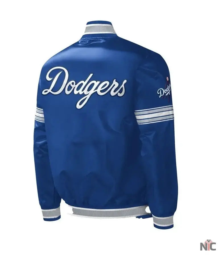 LA Dodgers Midfield Royal Blue Satin Varsity Jacket