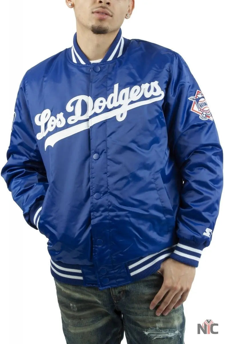 LA Dodgers National Blue Satin Varsity Jacket
