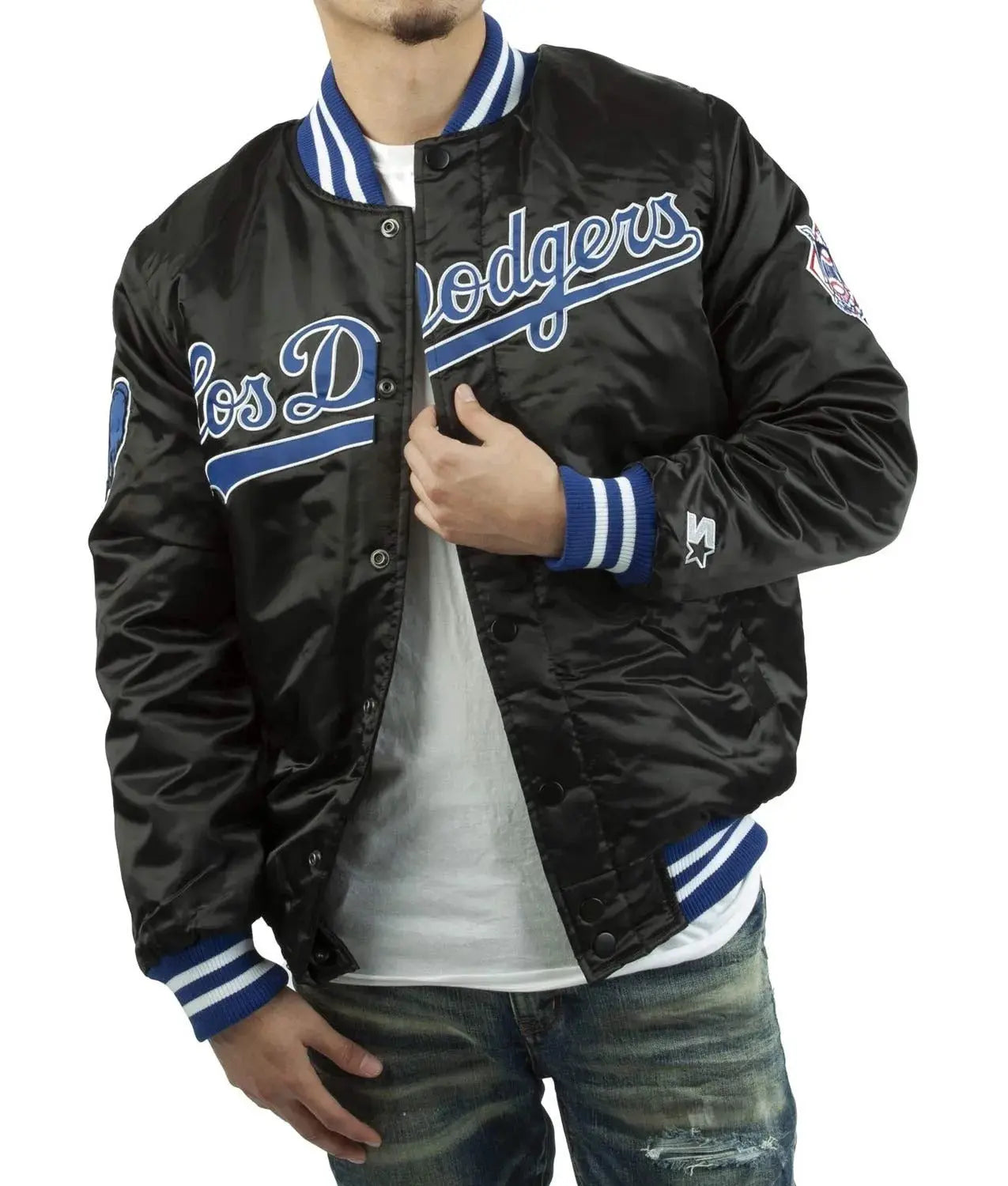 LA Dodgers National Blue Satin Varsity Jacket