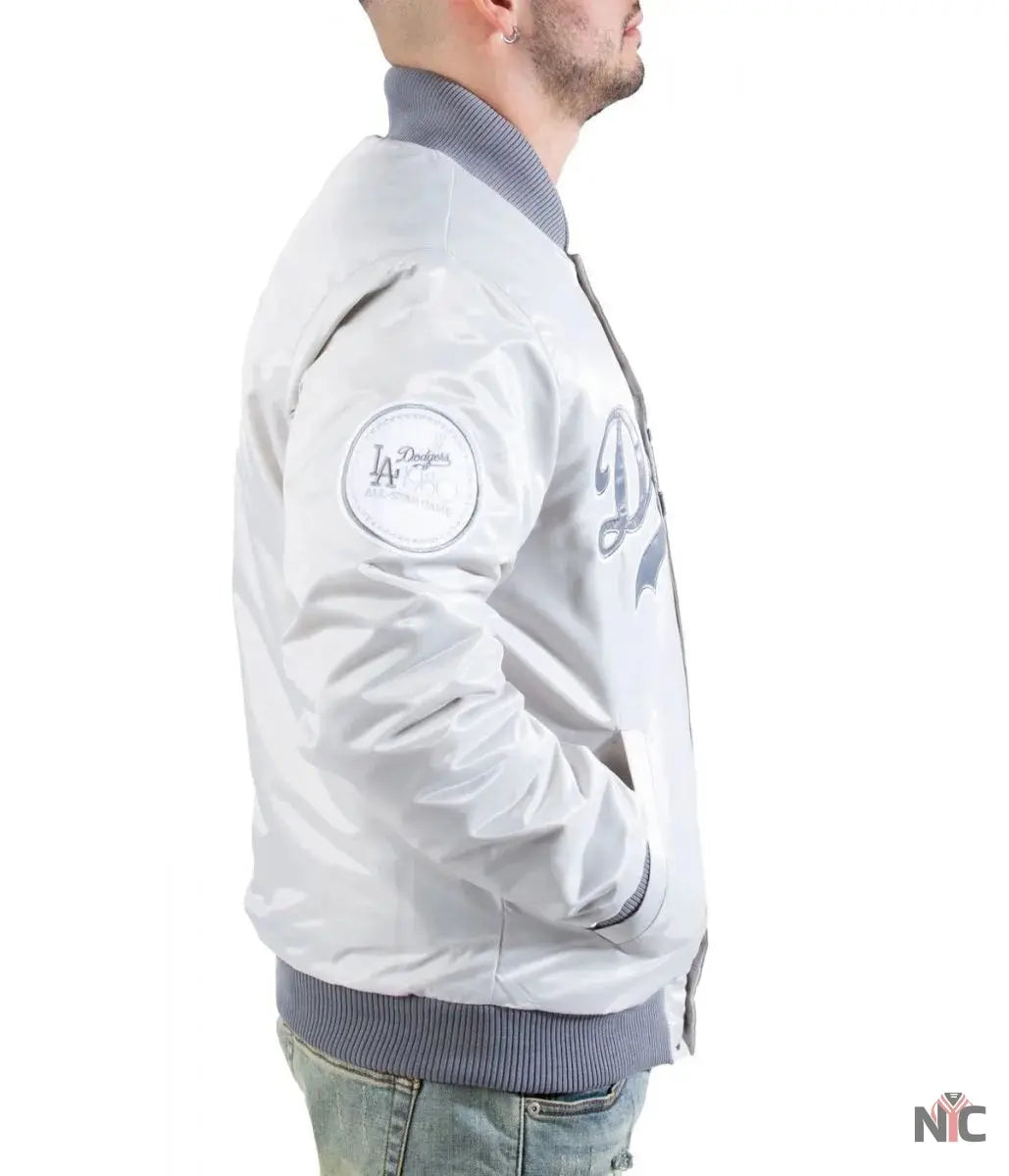 LA Dodgers Silver Satin Jacket