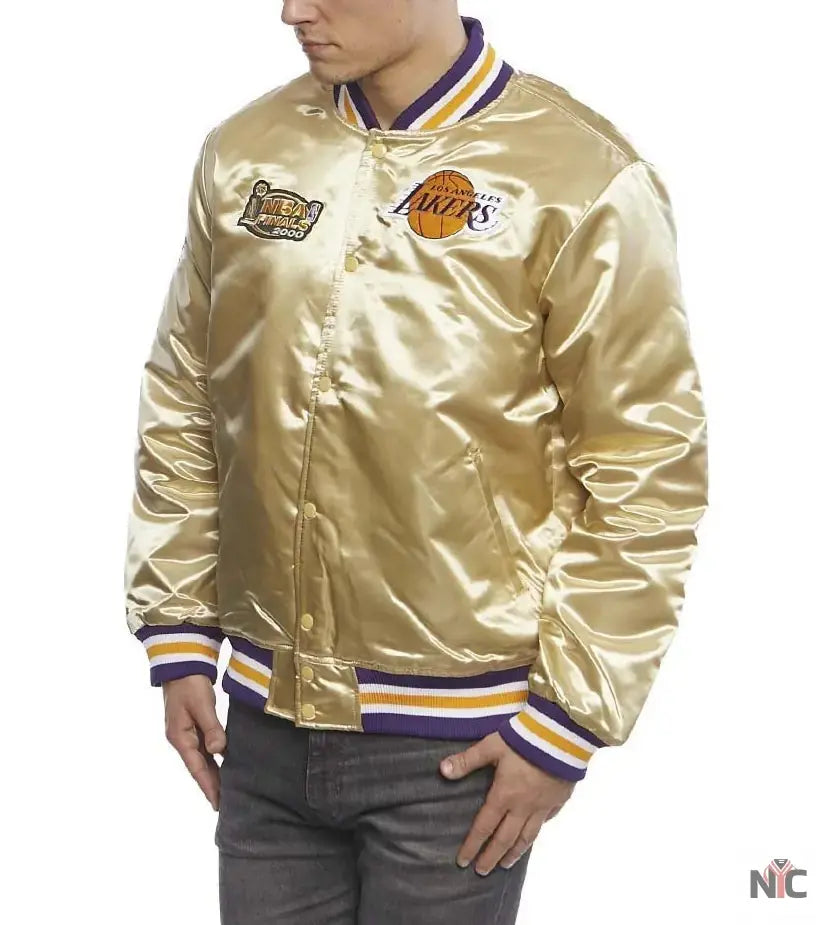 LA Lakers Championship Game Gold Satin Jacket