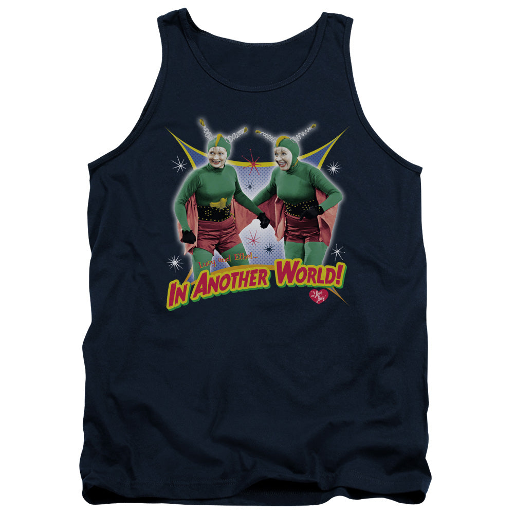 I Love Lucy in Another World Mens Tank Top Shirt Navy Blue Officially Licensed