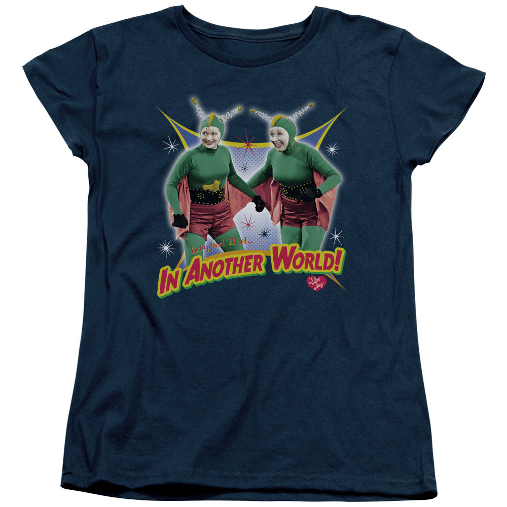 I Love Lucy in Another World Womens T Shirt Navy Blue Officially Licensed