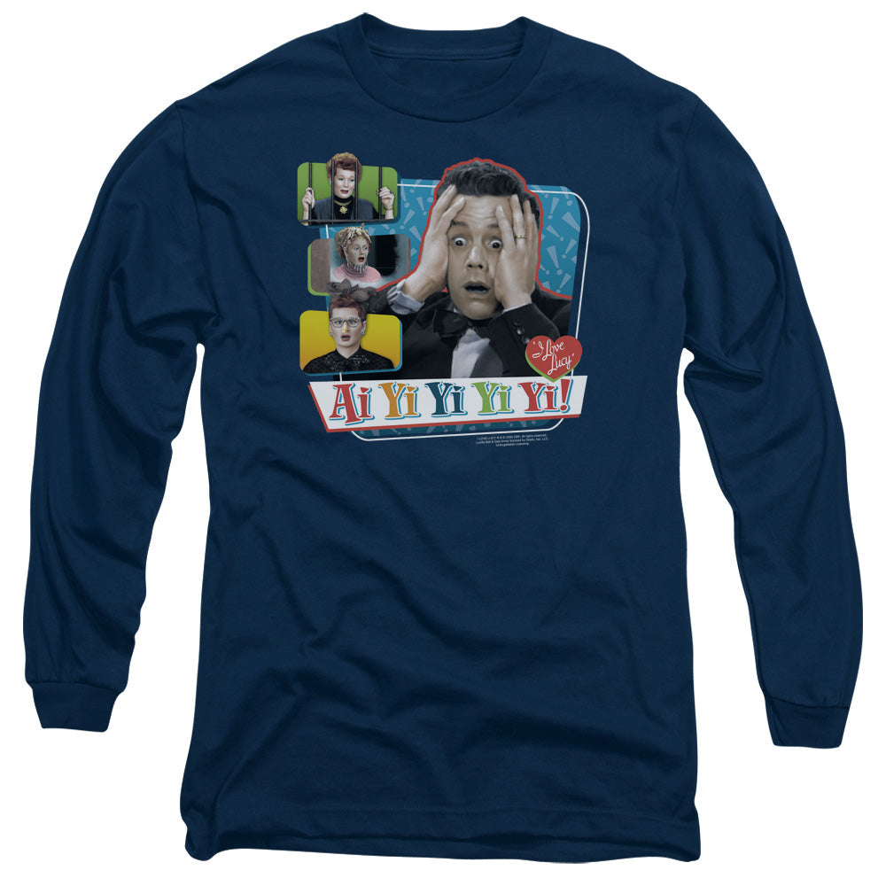 I Love Lucy Ai Yi Yi Yi Yi Mens Long Sleeve Shirt Navy Blue Officially Licensed