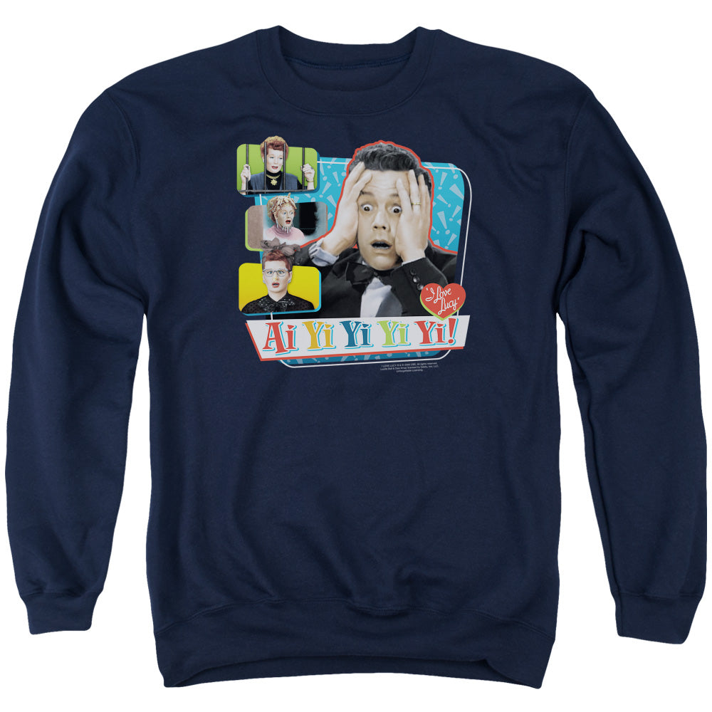 I Love Lucy Ai Yi Yi Yi Yi Mens Crewneck Sweatshirt Navy Officially Licensed