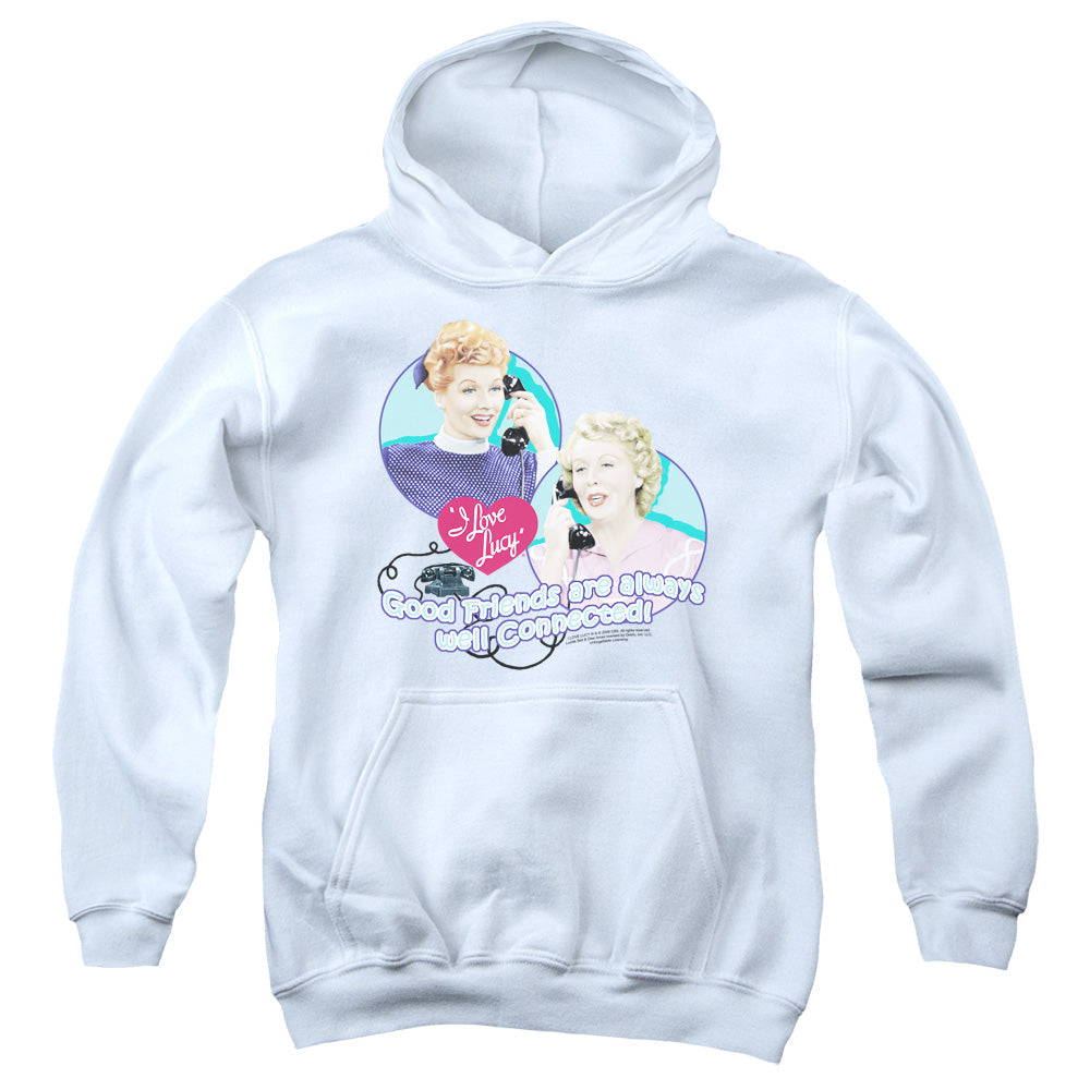 I Love Lucy Always Connected Kids Youth Hoodie White Officially Licensed